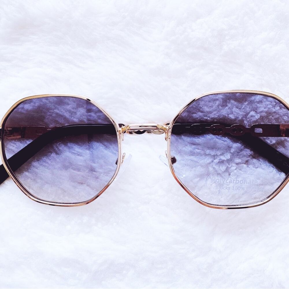 Phoebe Blue & Clear Geometric Sunglasses - Picture 3 of 13
